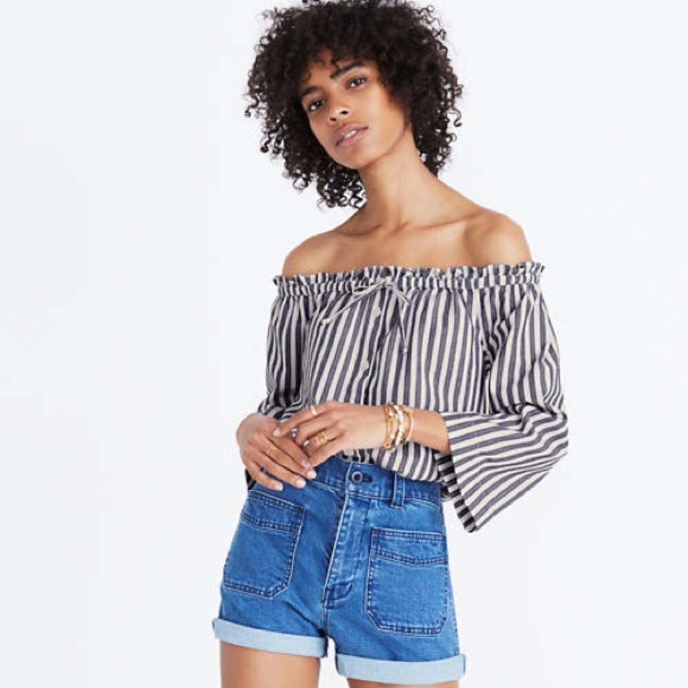 Madewell | Shimmer Stripe Off-the-Shoulder Top